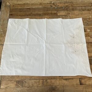Vintage Imperial Elegance Cream Floral Embroidered Cotton Pillowcase